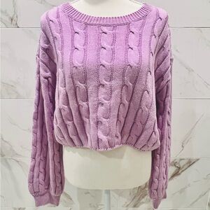Le Lis Lavender Cable Knit Sweater